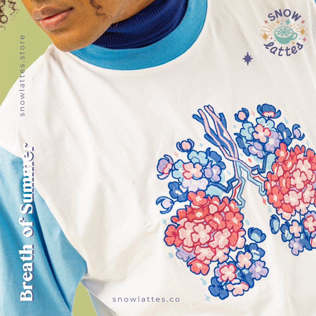 Breaths of Summer (Hydrangea) -  Embroidery Cropped Tee