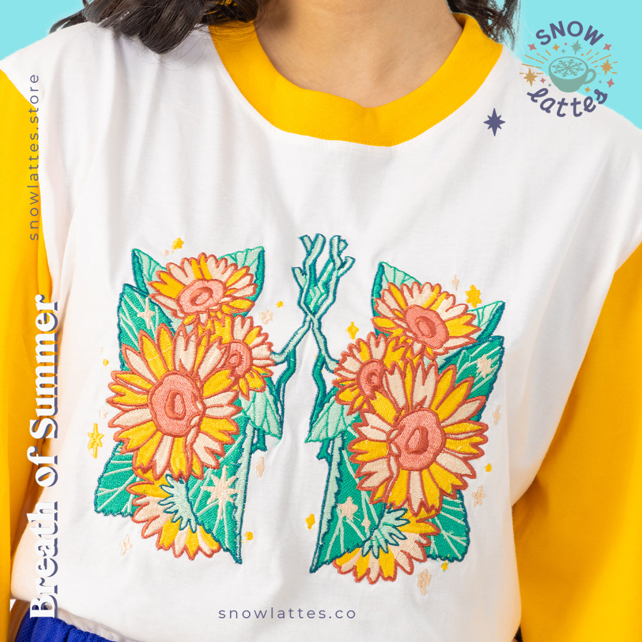 Breaths of Summer (Sunflower) -  Embroidery Cropped Tee