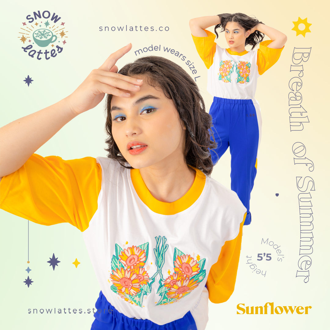 Breaths of Summer (Sunflower) -  Embroidery Cropped Tee
