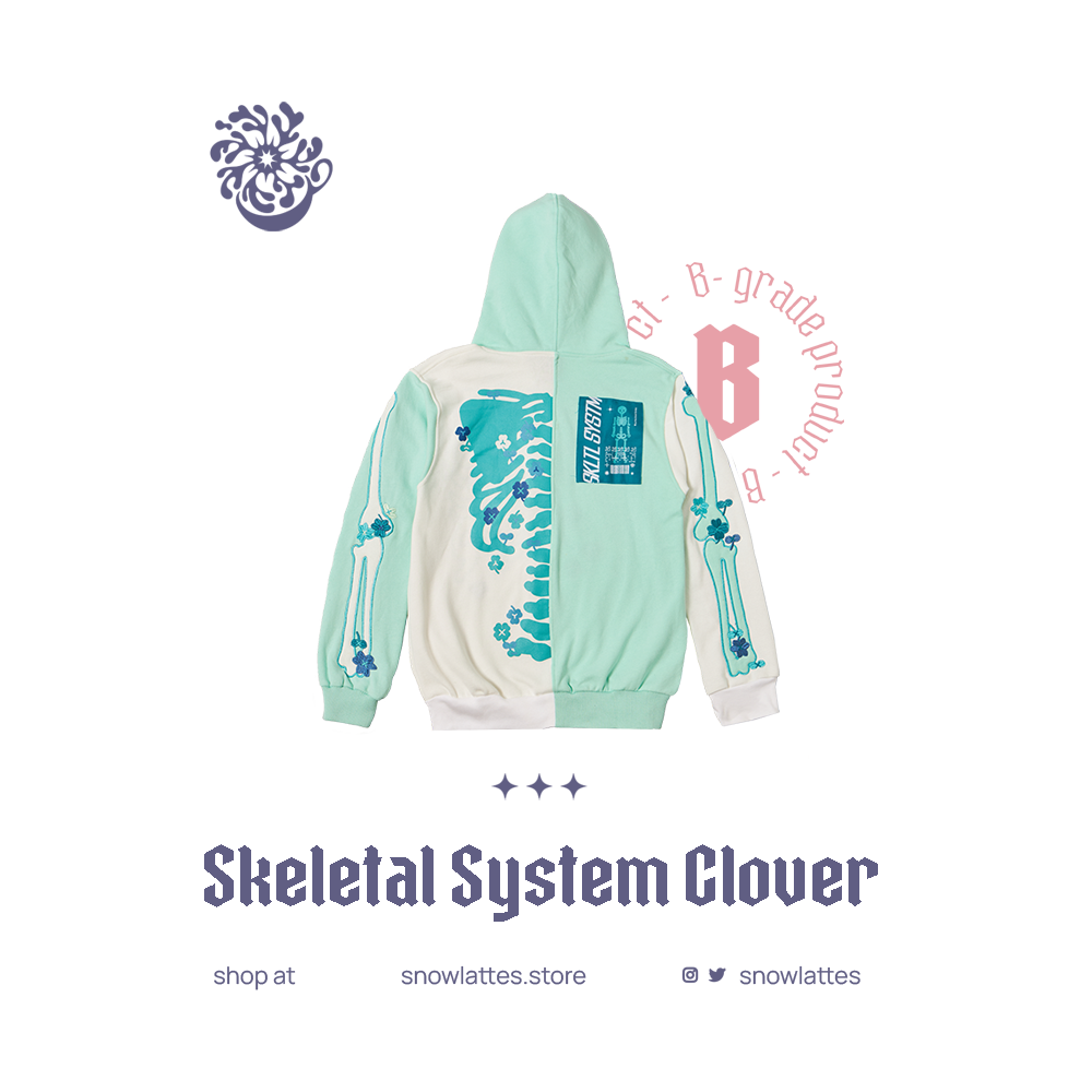 (B-Grade and C-Grade) Skeletal System Hooded Jacket - Clover