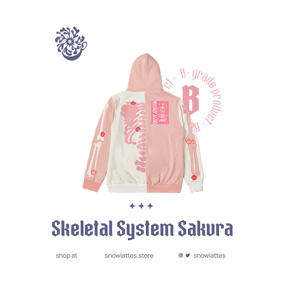 【B-Grade and C-Grade】 Skeletal System Hooded Jacket - Sakura