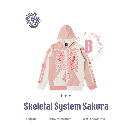 (B-Grade and C-Grade) Skeletal System Hooded Jacket - Sakura