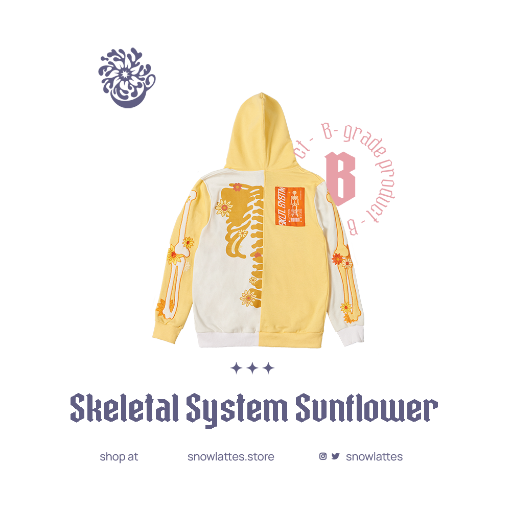 (B-Grade and C-Grade) Skeletal System Hooded Jacket - Sunflower
