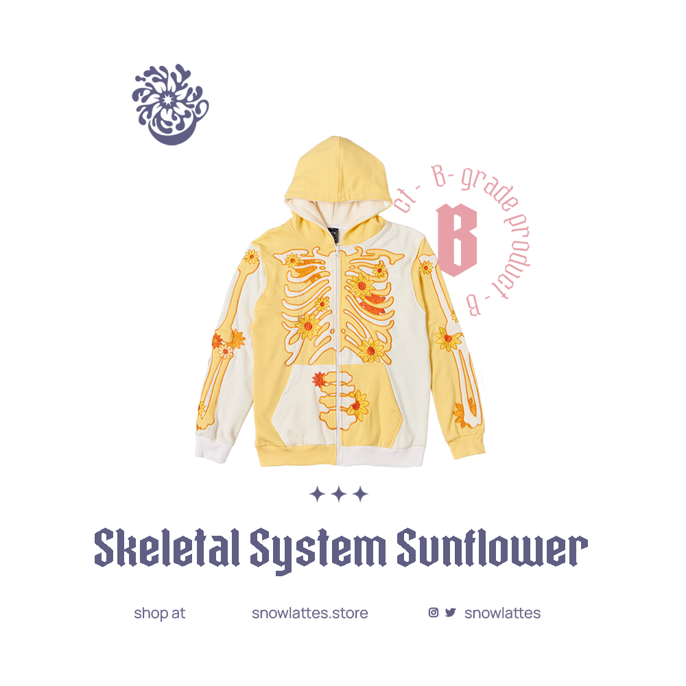 (B-Grade and C-Grade) Skeletal System Hooded Jacket - Sunflower