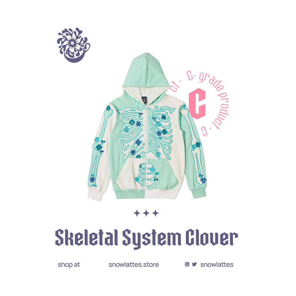 (B-Grade and C-Grade) Skeletal System Hooded Jacket - Clover