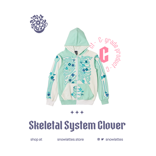 (B-Grade and C-Grade) Skeletal System Hooded Jacket - Clover