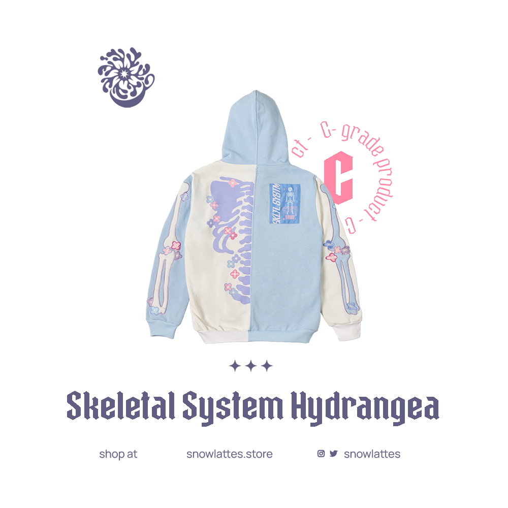 【B-Grade and C-Grade】 Skeletal System Hooded Jacket - Hydrangea