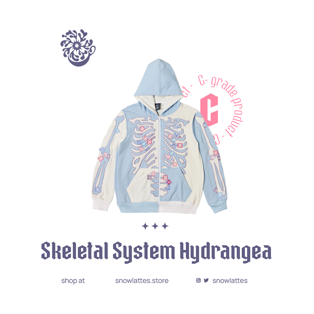 【B-Grade and C-Grade】 Skeletal System Hooded Jacket - Hydrangea