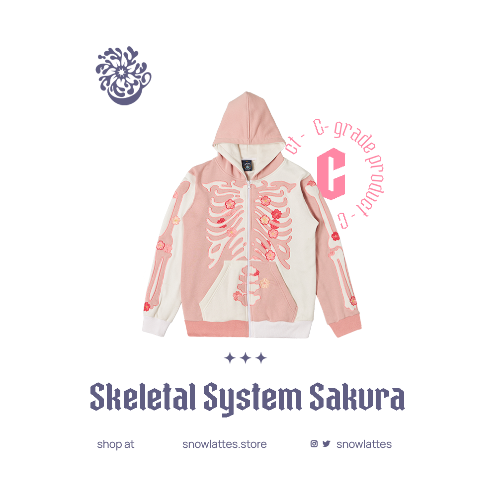 【B-Grade and C-Grade】 Skeletal System Hooded Jacket - Sakura