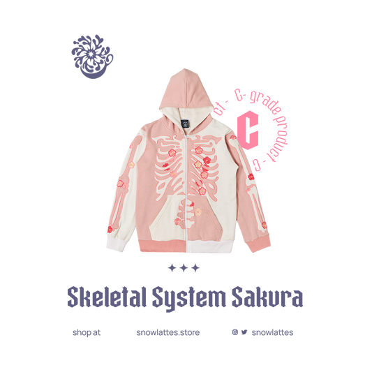 (B-Grade and C-Grade) Skeletal System Hooded Jacket - Sakura