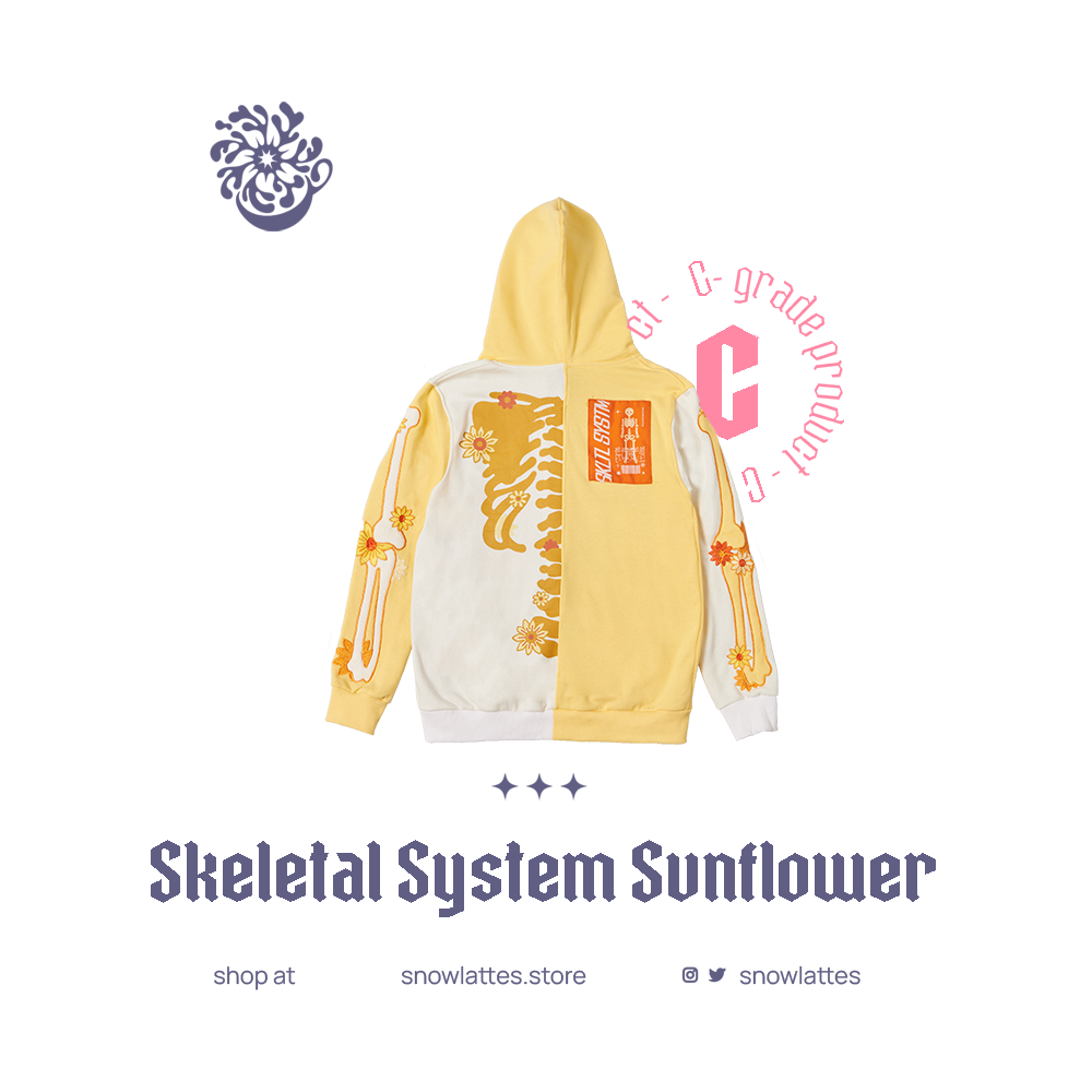 (B-Grade and C-Grade) Skeletal System Hooded Jacket - Sunflower