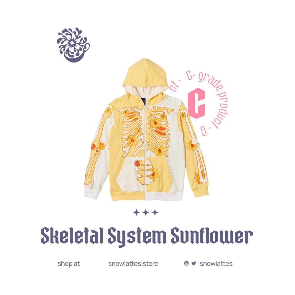 (B-Grade and C-Grade) Skeletal System Hooded Jacket - Sunflower