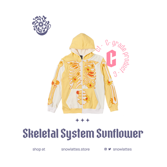 (B-Grade and C-Grade) Skeletal System Hooded Jacket - Sunflower