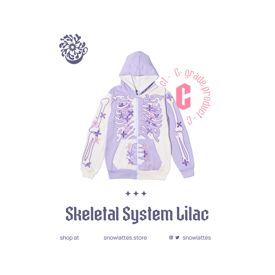 【B-Grade and C-Grade】 Skeletal System Hooded Jacket - Lilac