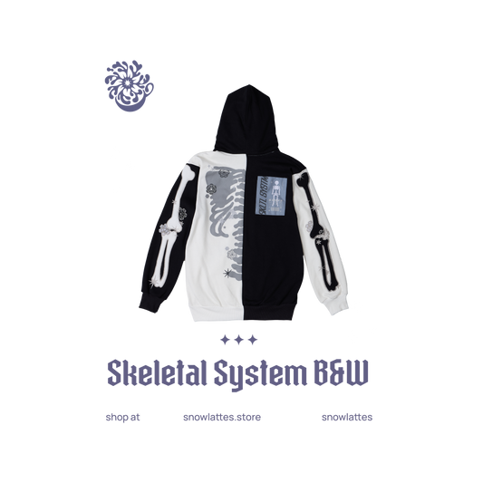 Skeletal System Hooded Jacket - B&W