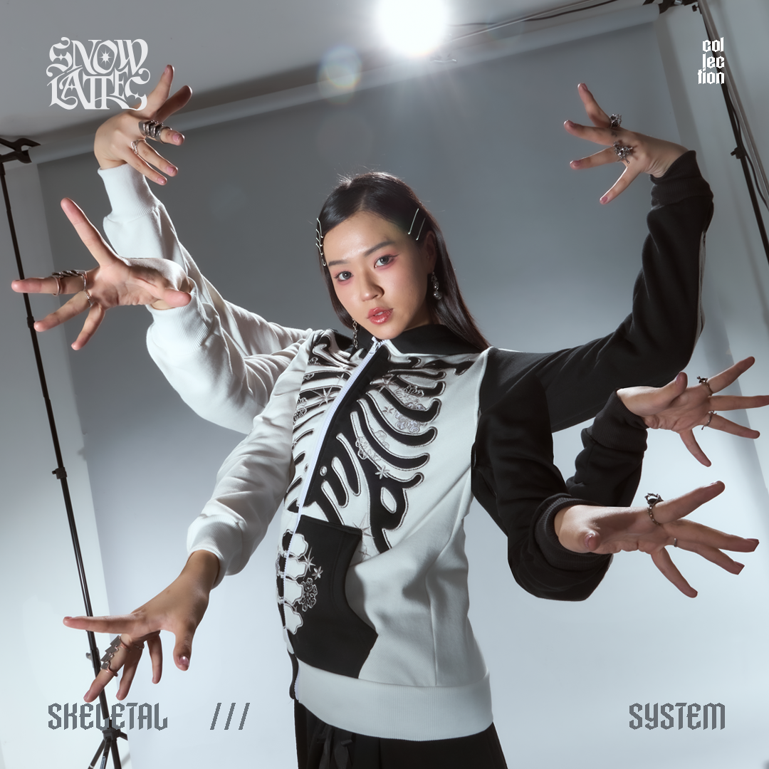 (B-Grade and C-Grade) Skeletal System Hooded Jacket - B&W