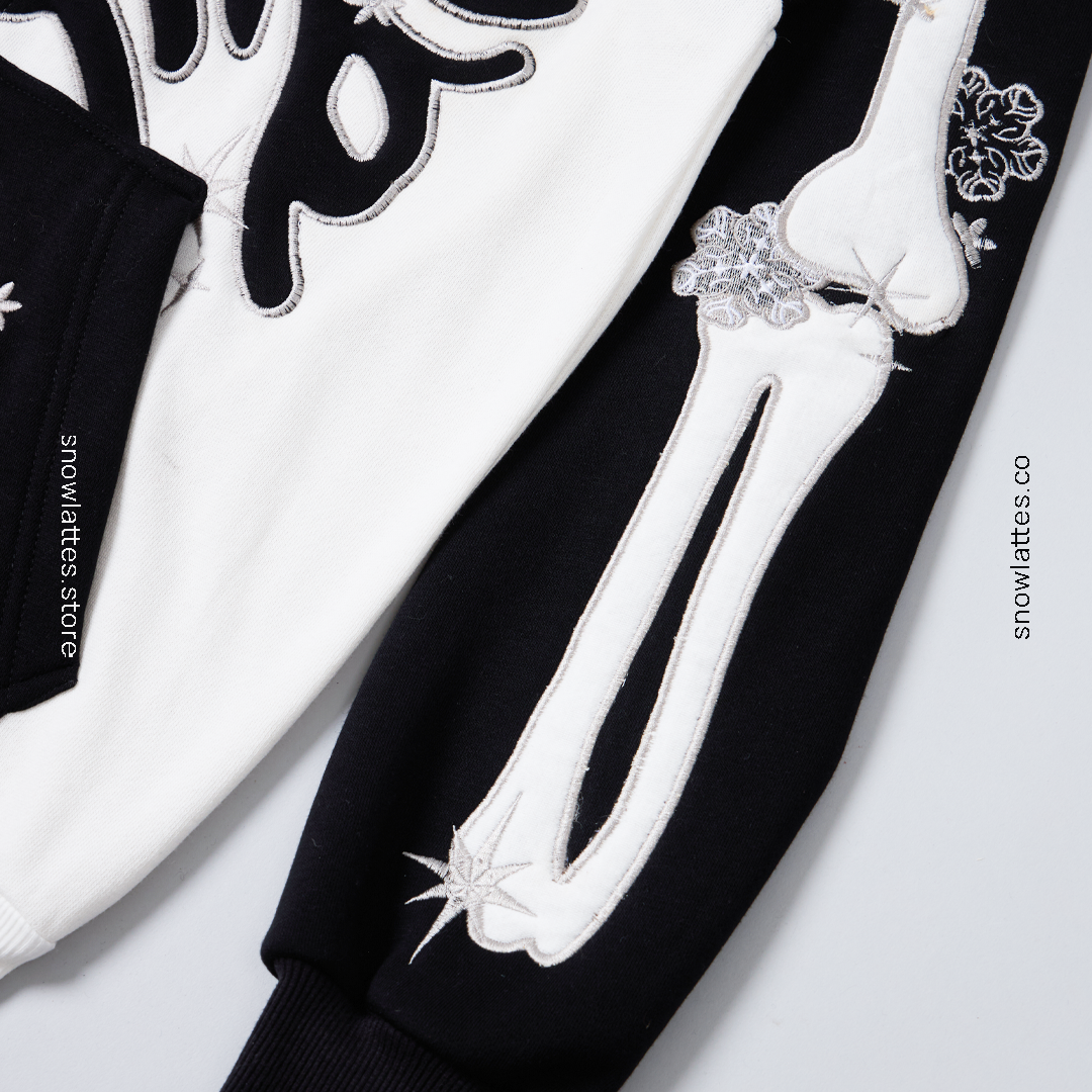 (B-Grade and C-Grade) Skeletal System Hooded Jacket - B&W