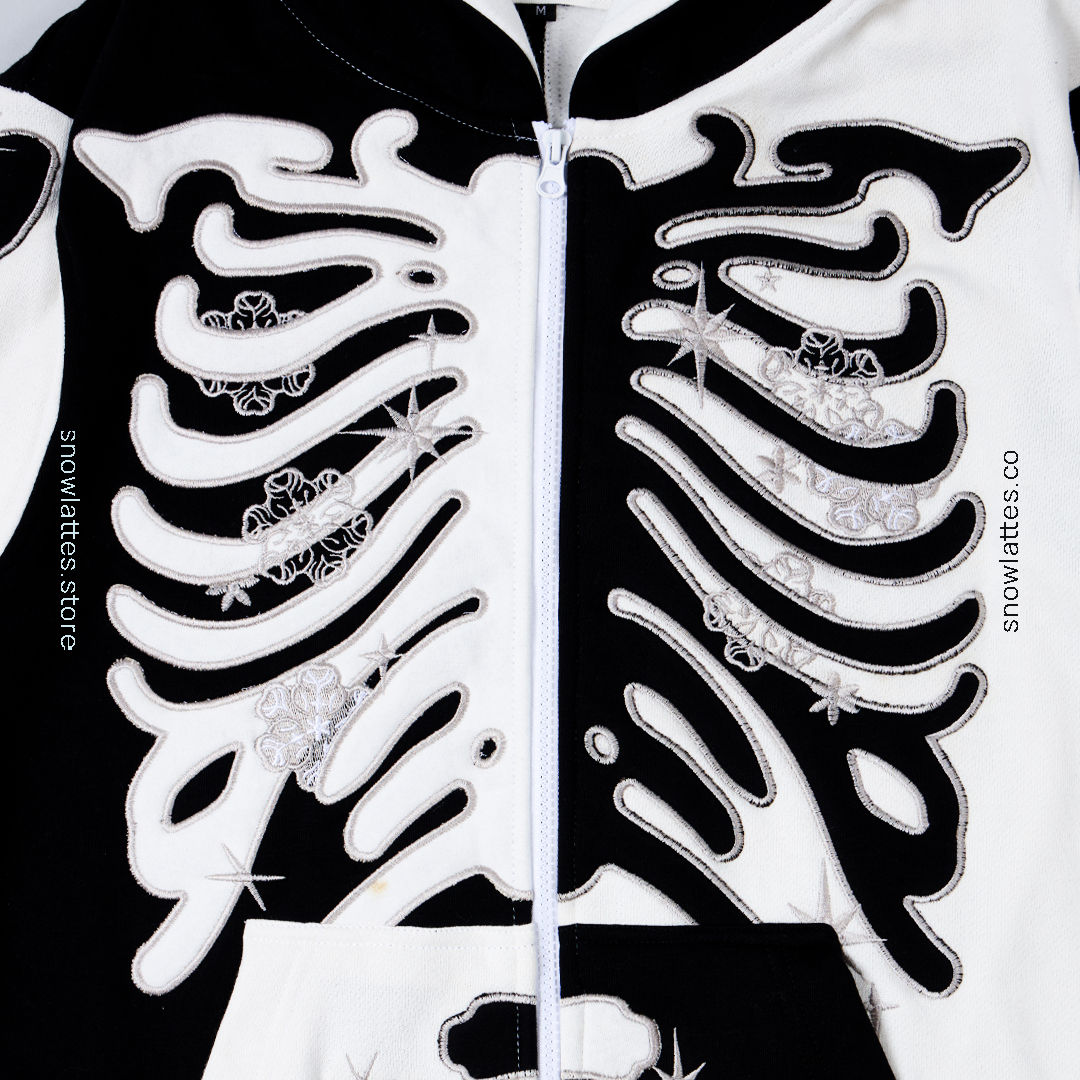 (B-Grade and C-Grade) Skeletal System Hooded Jacket - B&W