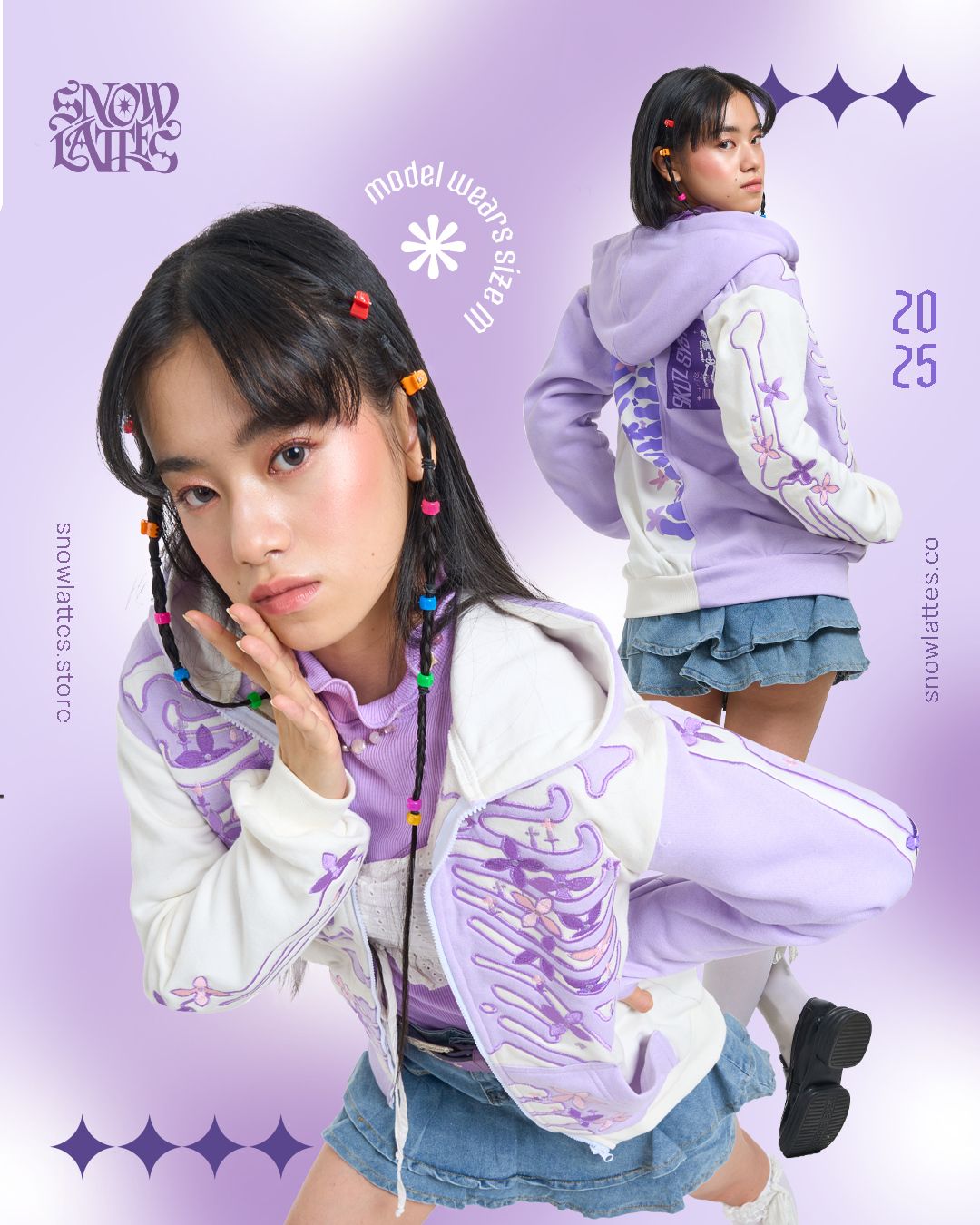 【B-Grade and C-Grade】 Skeletal System Hooded Jacket - Lilac