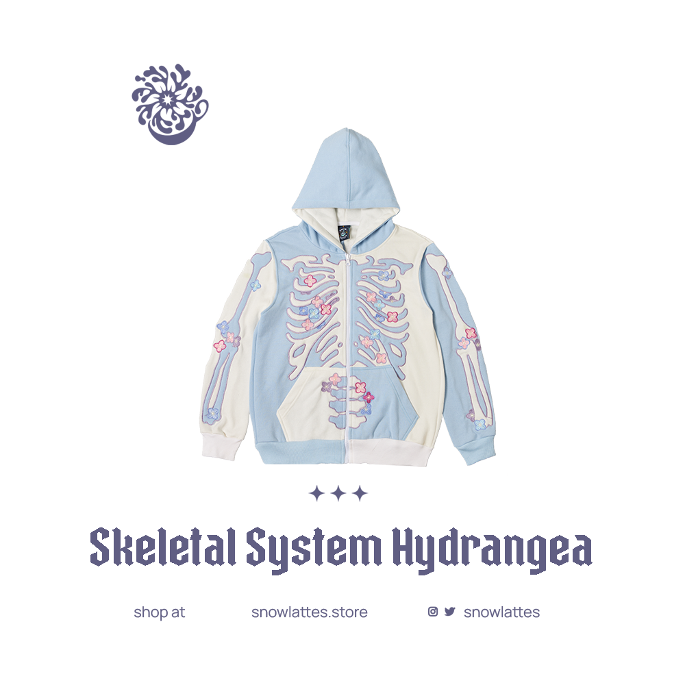Skeletal System Hooded Jacket - Hydrangea