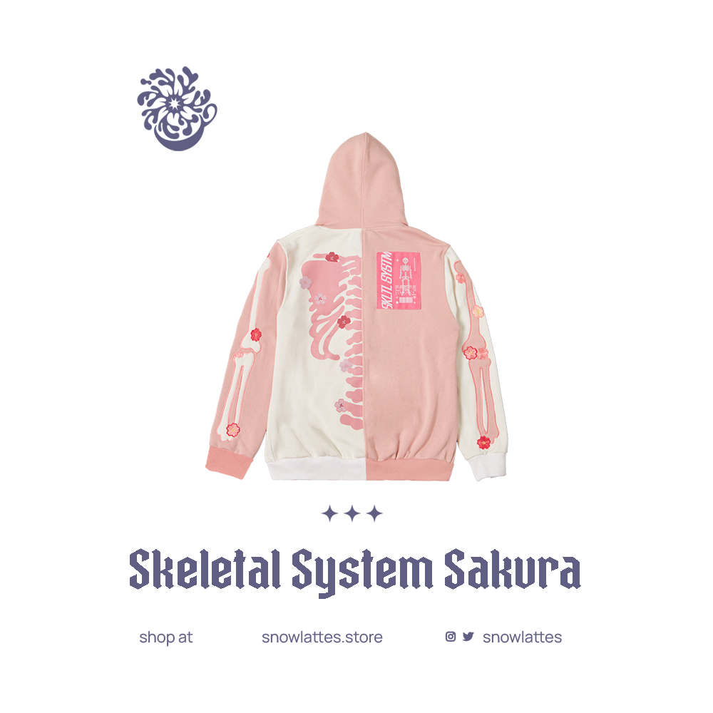 Skeletal System Hooded Jacket - Sakura