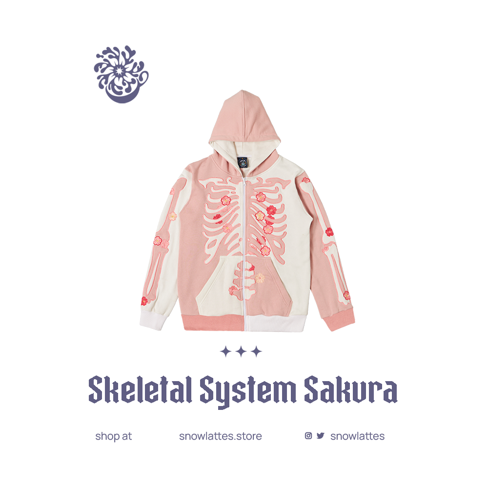 Skeletal System Hooded Jacket - Sakura