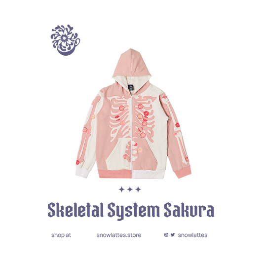 Skeletal System Hooded Jacket - Sakura