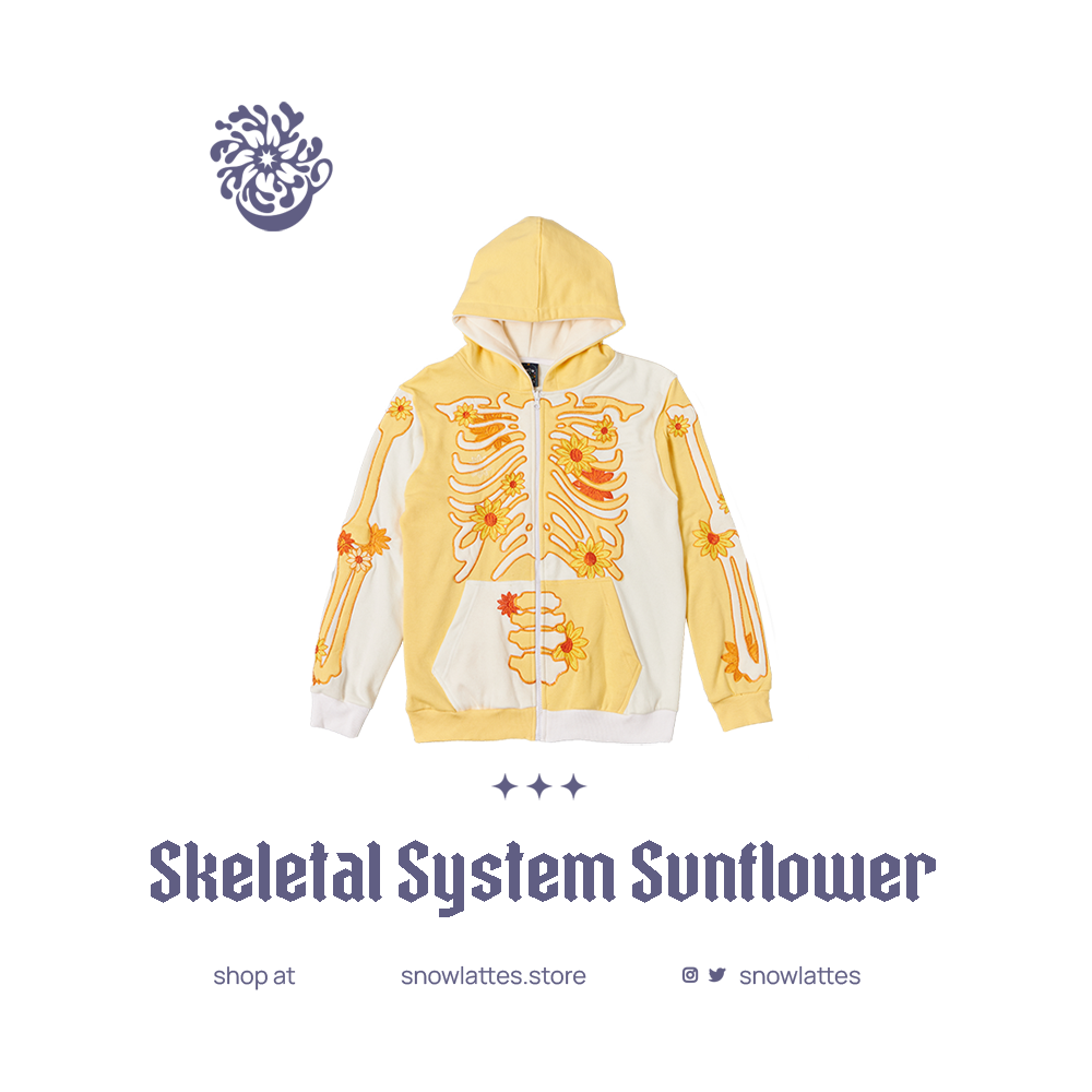 Skeletal System Hooded Jacket - Sunflower
