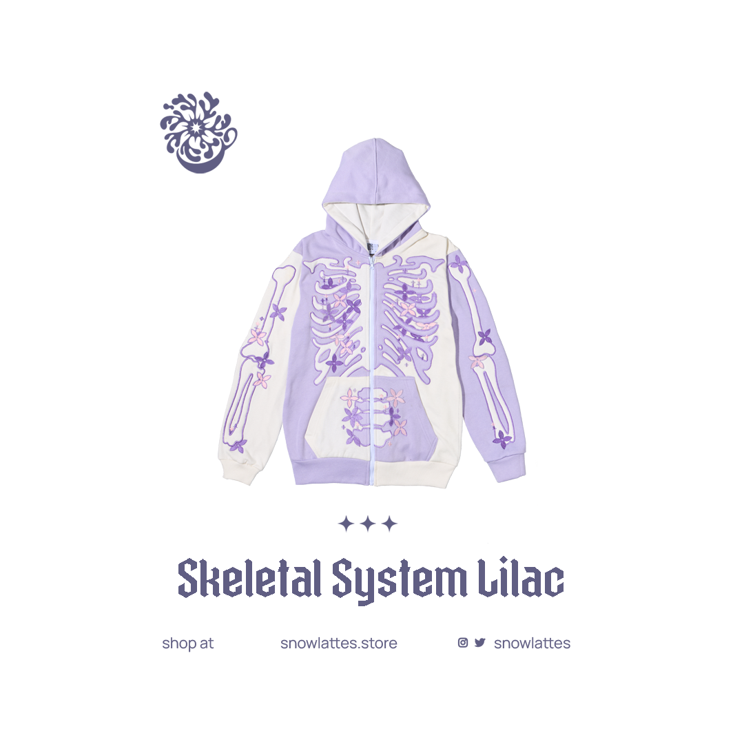 Skeletal System Hooded Jacket - Lilac