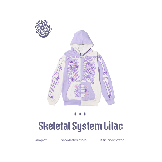 Skeletal System Hooded Jacket - Lilac