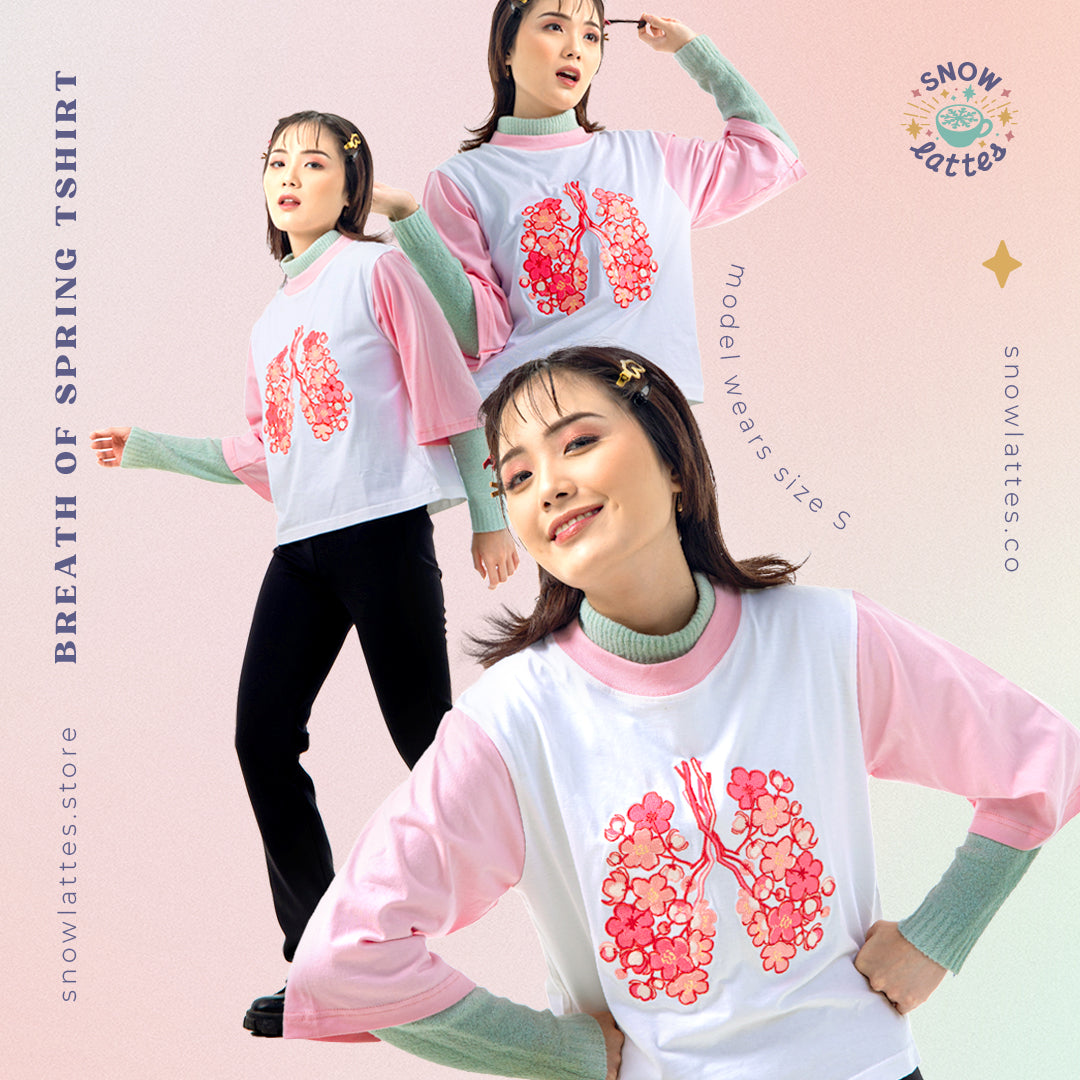 Breaths of Spring (Pink) -  Embroidery Cropped Tee