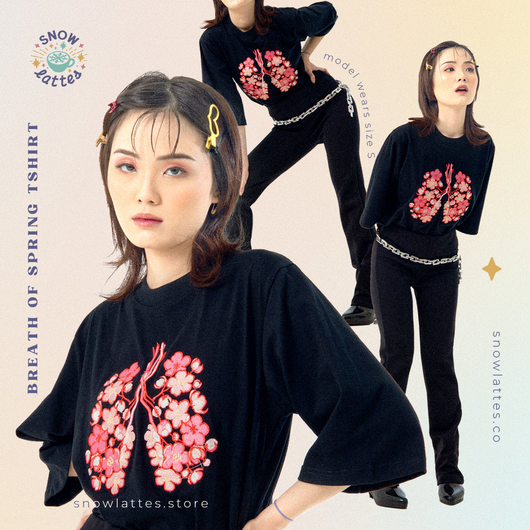 Breath of Spring - Embroidery T-Shirt Black vers