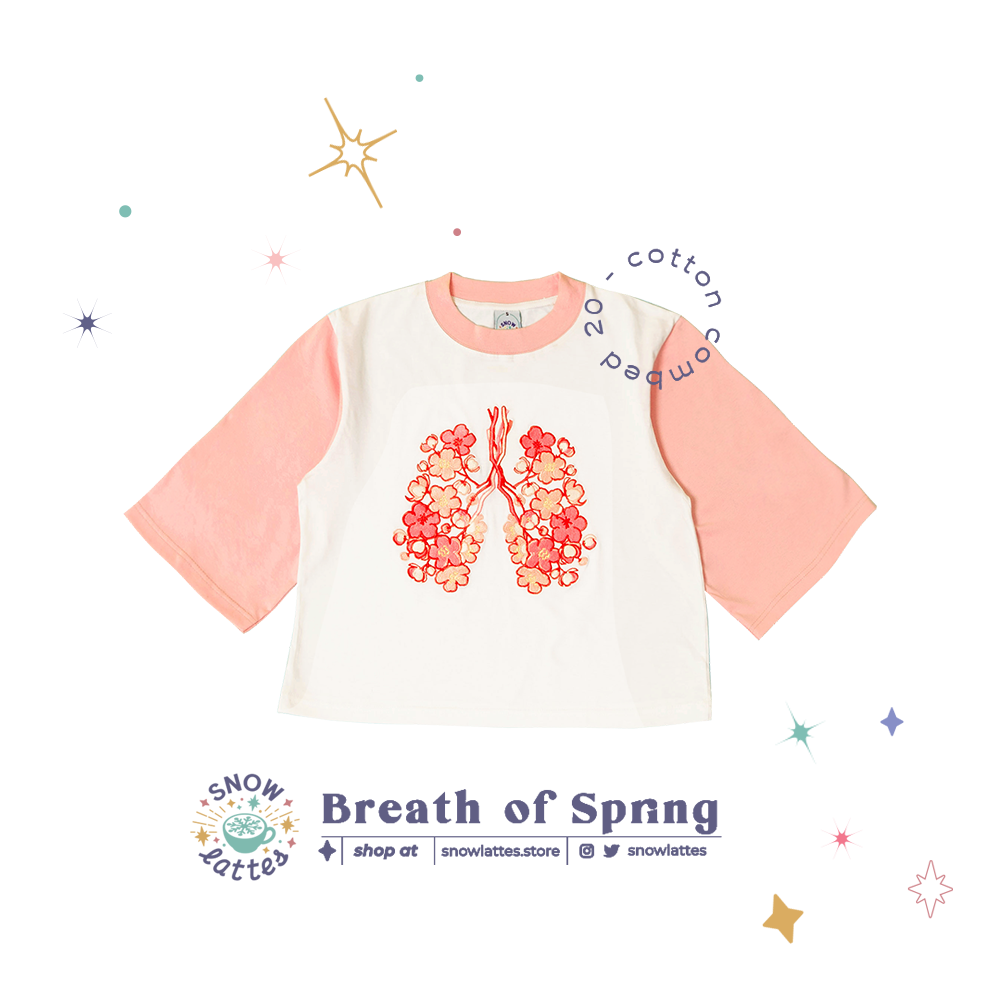 Breaths of Spring (Pink) -  Embroidery Cropped Tee