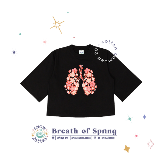 Breaths of Spring (Black) -  Embroidery Cropped Tee