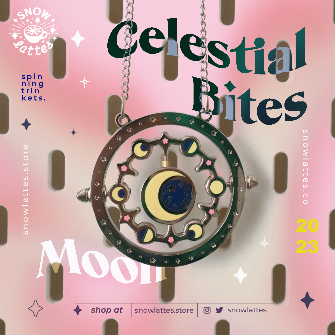 Celestial Bites Enamel Necklace - Moon