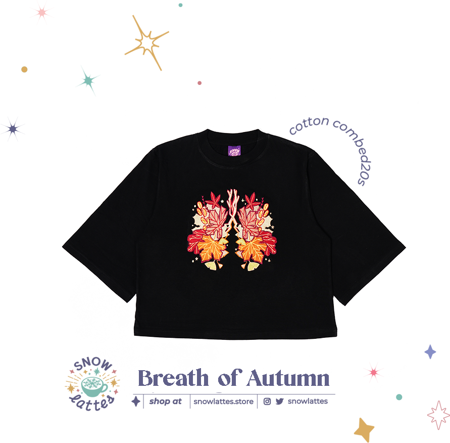Breaths of Autumn -  Embroidery Cropped Tee