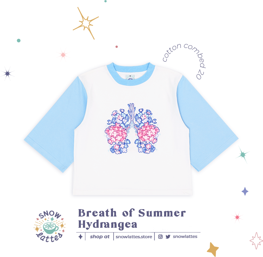 Breaths of Summer (Hydrangea) -  Embroidery Cropped Tee