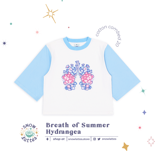 Breaths of Summer (Hydrangea) -  Embroidery Cropped Tee