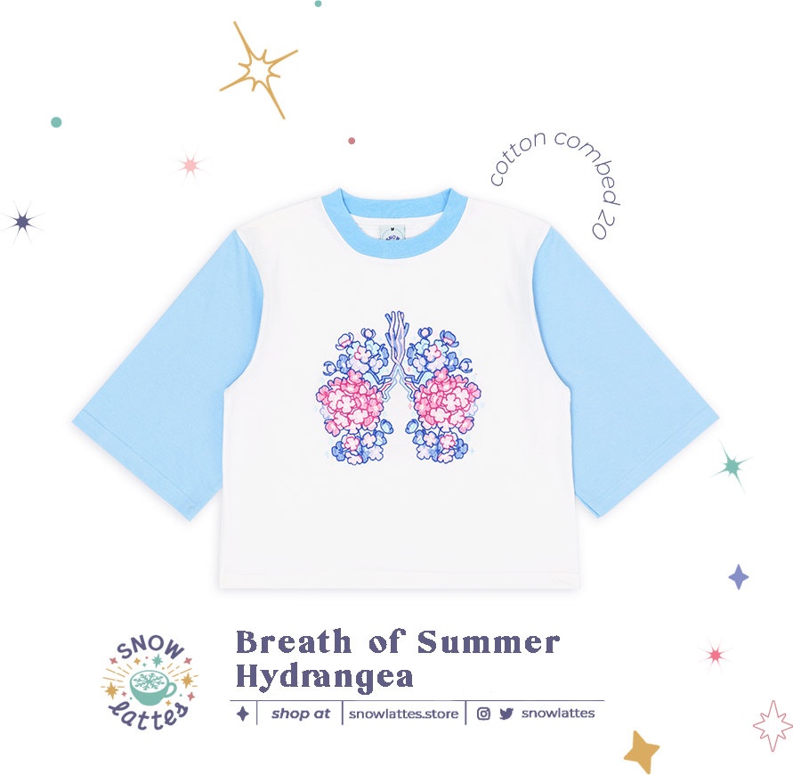 Breath of Summer - Hydrangea Embroidery T-Shirts