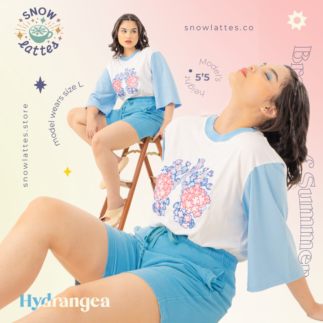 Breath of Summer - Hydrangea Embroidery T-Shirts