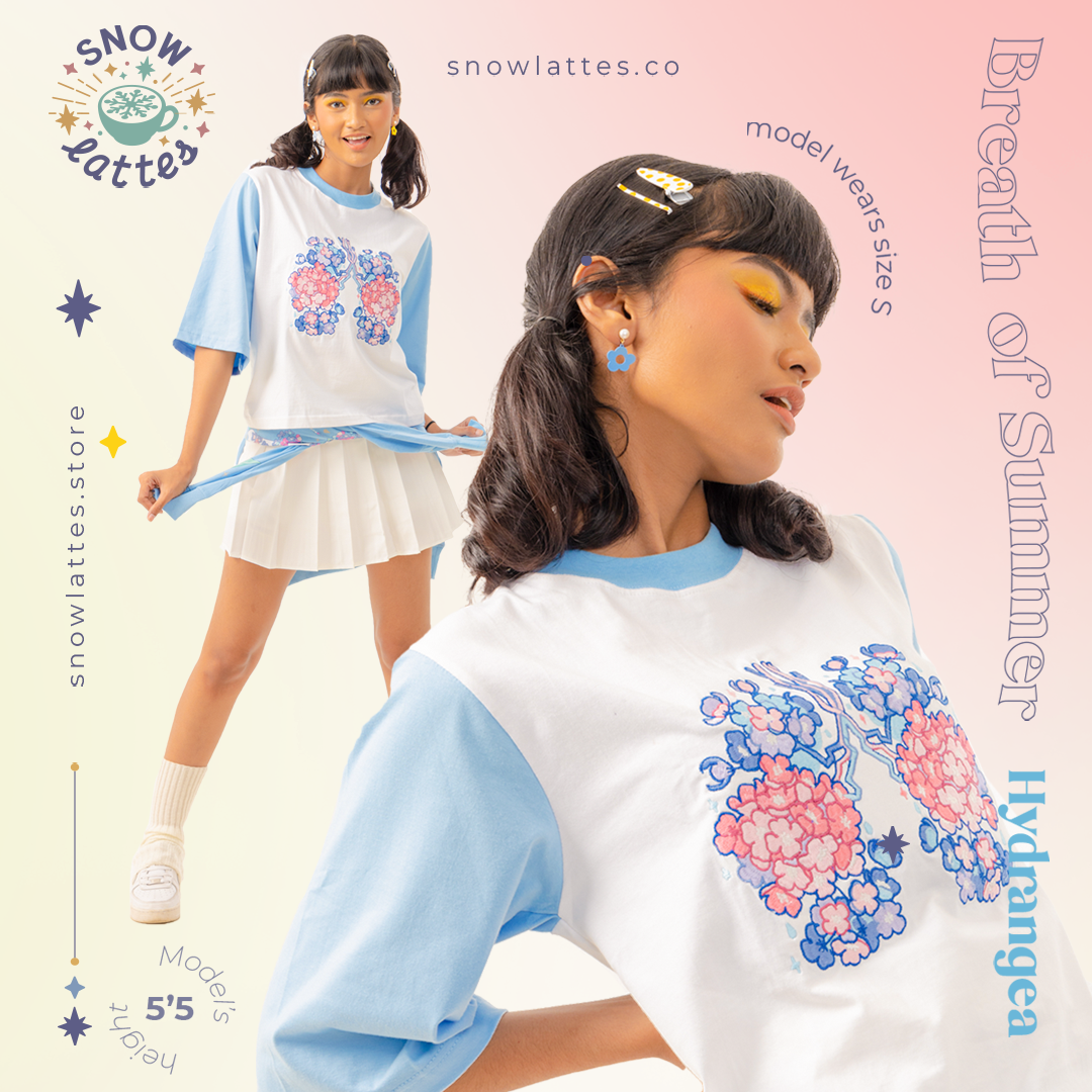 Breaths of Summer (Hydrangea) -  Embroidery Cropped Tee