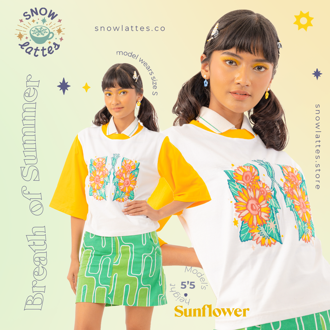 Breaths of Summer (Sunflower) -  Embroidery Cropped Tee