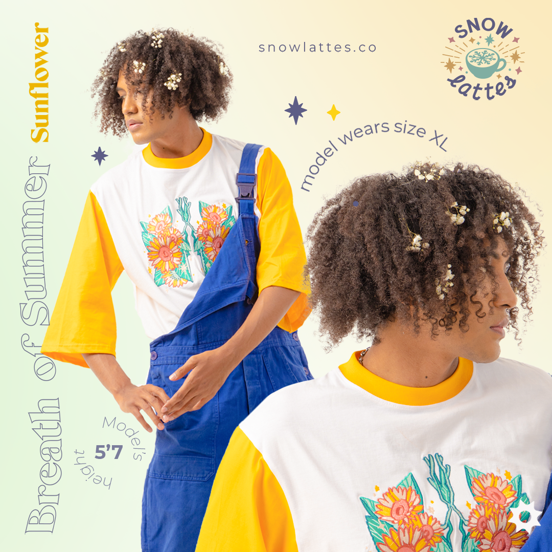 Breaths of Summer (Sunflower) -  Embroidery Cropped Tee